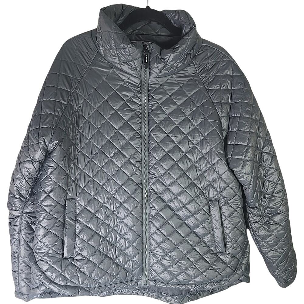 Kyodan Stretch Quilted Lightweight Jacket Coat Zip Up Womens XL Gray